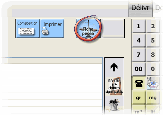 bouton "fiche de pesées"